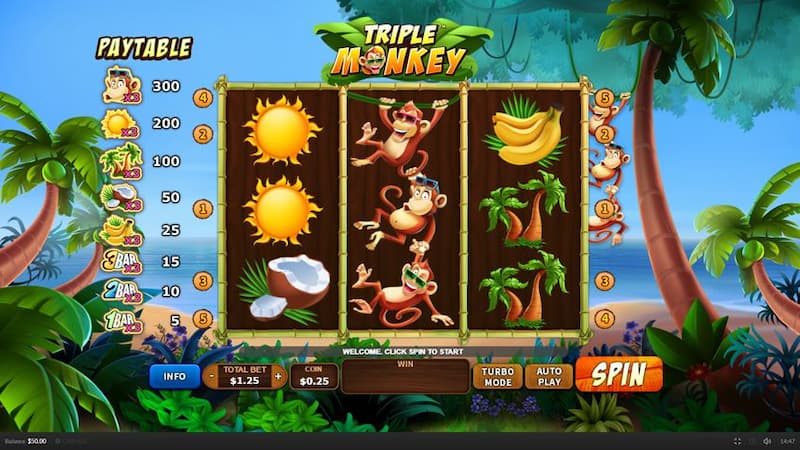 Triple Monkey M8Win: Quay hũ chuẩn nhận x1000 lần tiền cược 2 Slot game Triple Monkey
